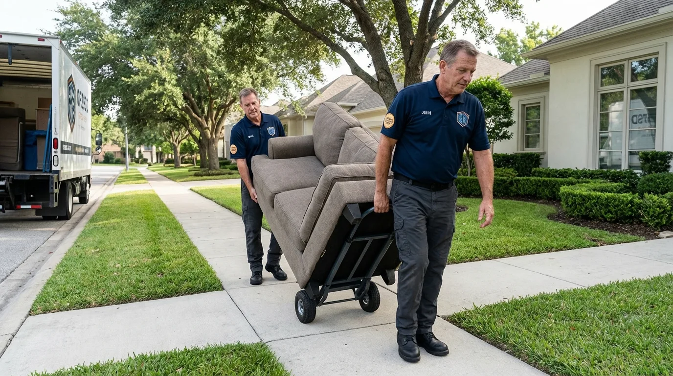 Local residential moving crew loading furniture in Peru, IN